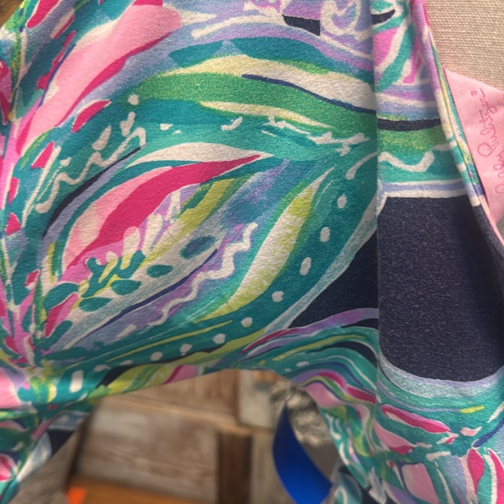Lilly Pulitzer Wrap Maxi Dress Navy Pink Green Large - Picture 5 of 7